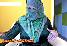 Indian wife in hijab shares a live cam session