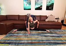 Katie Kush in spandex shows off her athletic skills while getting fucked