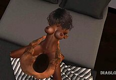 ole black majic with ebony ass in 3d anime. her curves rock my world hard!