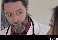 Jennifer White bent over for Jack Vegas' rectal exam