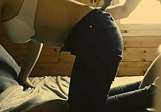 A couple enjoys a homemade intimate moment together