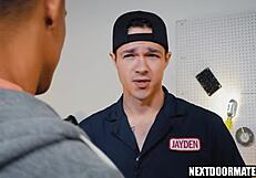 Hung repairman giving client a special service - jayden marcos & aj sloan