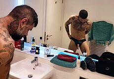 dirty guy gets all horny in the bathroom shower