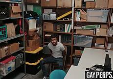 tattooed ebony thief barebacked hard by security guard