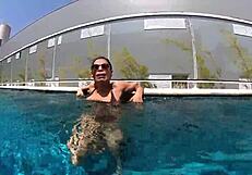married woman fucks unknown employee in pool!