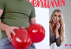 Stepmom Sarah Taylor enjoys her boy toy on Valentine’s Day.