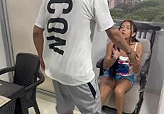 I find my shy half-sister masturbating on the balcony