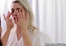 Pretty Mormon girls engaging in hot lesbian sex