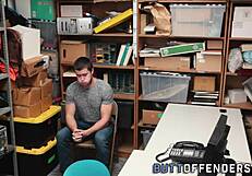 Gay shoplifter gets facialized after getting caught with big cock in store