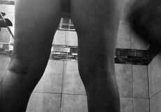 latina couple fucks quickly in bathroom.