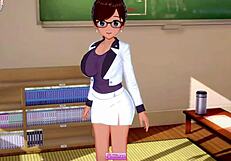 3D animated game with curvy professor and student action