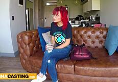 Petite 18yo Latina Redhead Pounded by Big Cock in Casting Close-Up