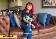 Petite 18yo Latina Redhead Pounded by Big Cock in Casting Close-Up