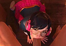 school-girl d va sucks cock hard before taking a messy facial.