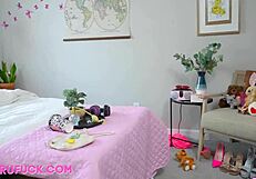 Sweet angel with small tits gives hardcore blowjob to Max