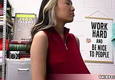 Petite japanese thief caught for free fuck