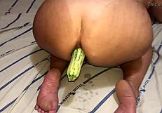 Extreme anal stretching with zucchini feels so wild.