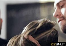 student getting fucked by teacher and principal in classroom 😈