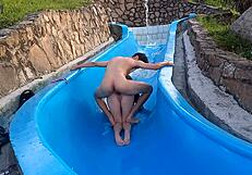 Stepsister Stuck in Pool Slide, Fucked Wildly Part 2