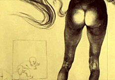 Vintage illustration of antique anime hentai