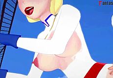 Power Girl Teasingly Fucks Two Super Men in Fantasy