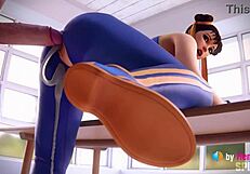 Chun-Li Big Creampie Leaking Out in Standing Doggystyle Pose Street Fighter 3D Animation