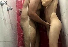 Spying on Girlfriend, I Couldn't Resist a Quick Shower Fuck - Cum Blast!