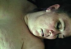 step mom’s pretty face gets covered in cum after jerking off in amateur bbw action