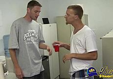 Young Office Man Receives a Discreet Blowjob from His Gay Coworker at Work.