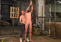 blindfolded sky heet gets waxed and blown in dark dungeon