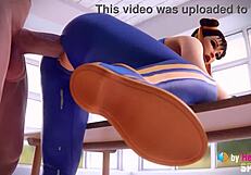 Chun-Li Big Creampie Leaking Out in Standing Doggystyle Pose Street Fighter 3D Animation