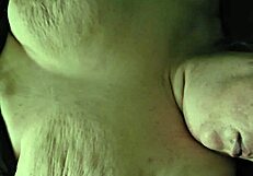 step mom’s pretty face gets covered in cum after jerking off in amateur bbw action