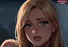 3D animated hentai featuring a naughty futa teen's big tits