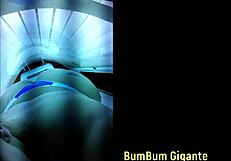 big ass slut prepares for lover in tanning booth