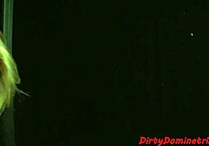 Lezdom milf fingerfucks bound submissive babe