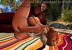 Black man fucks asian stepsister on the beach!