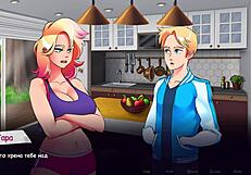 Big tits and hard nipples in animated porn video