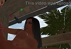 Exotic Girl Fingers Ass Before Anal Pounding at Caribbean Resort 3D