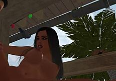 Exotic Girl Fingers Ass Before Anal Pounding at Caribbean Resort 3D