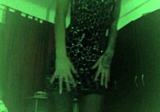 blonde cam girl slowly strips at home in black stockings, clothes ripping as she teases her wet body