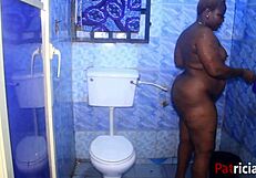 bbw patricia enjoys quick shower fun with softkind, spreading wide