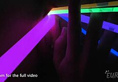 Stunning 27yo Raquel Gapes Her Pussy Wide Open with Kinky Glowsticks for Cervix View!