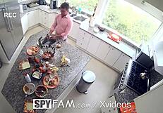 SpyfAM Blonde Step Sis Gets Fucked Hard in Kitchen on Thanksgiving