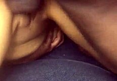 Amateur couple enjoys passionate sex with toys, dildo, fingering, and orgasm outdoors.