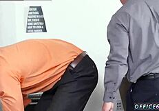 Young and Old Gay Wrestling on First Day at Work