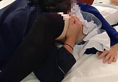 Amateur video of a cute nurse cosplayer giving a blow job and swallowing semen