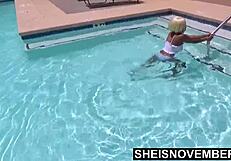 pool day undressing and jiggling bubble butt