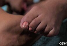 Exotic ebony Liv deepthroats Giovanni's massive cock