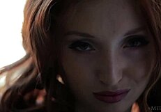 Redhead Babe Michelle Undresses Shaved Body Solo