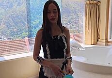 My cleaning lady helps me clean my house and gives me a good fuck